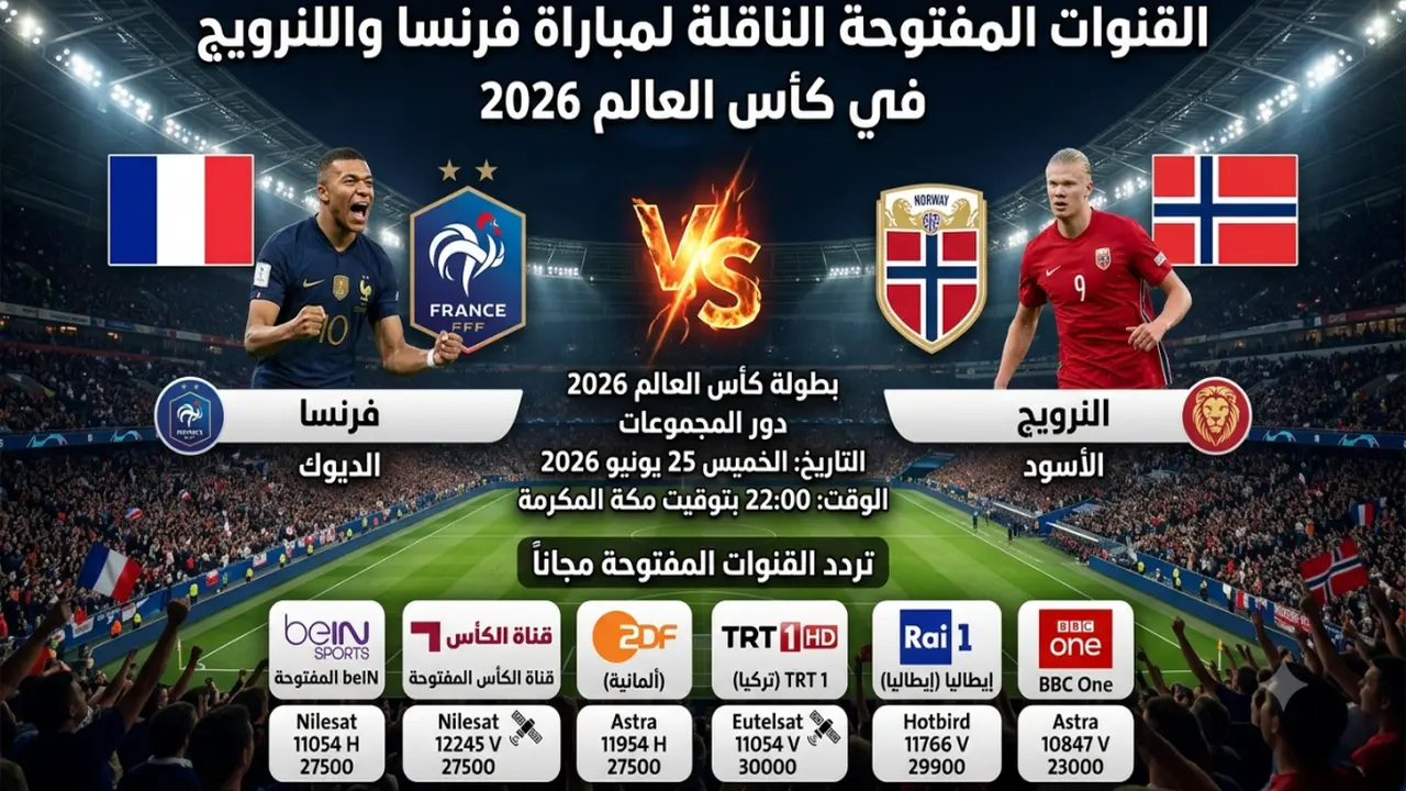 القنوات المفتوحة لمباراة فرنسا والنرويج في كأس العالم 2026